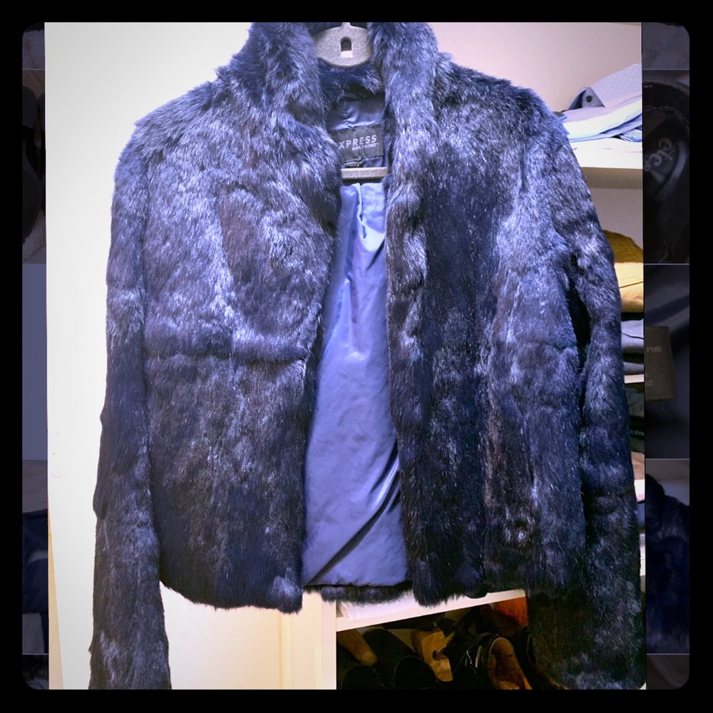 Blue Rabbit Fur Coat (by express world brand)
